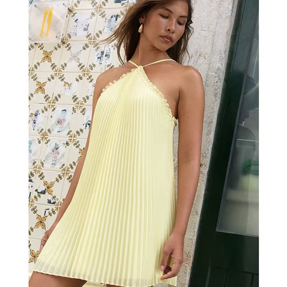 French Connection One Shoulder Yellow Dress